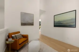 Lounge/flex space with modern finishes.