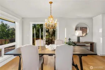 large space for dining table and even room for a hutch.