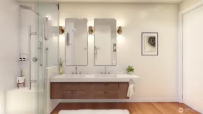 **This is not a real photo. This is the upstairs "second primary " bathroom reimagined.