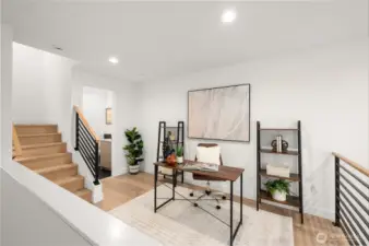 This bonus area is perfect for a second lounge, home office, or workout zone.