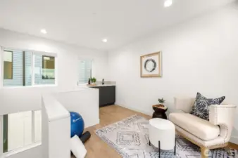 This space is perfect for a home office, or workout zone.