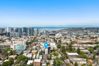 Aerial view captures your place in the pulse of the city.