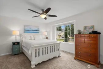 Primary suite with new fan and a niche for dressing or reading nook