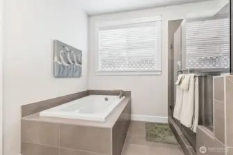 Deep soaking tub  adds more options for relaxation.