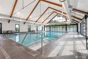Full sized indoor pool also has men's and women's locker rooms.