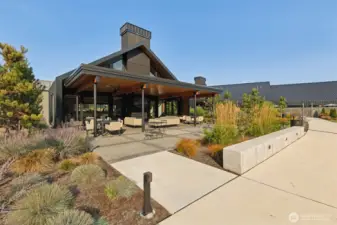Exterior lounge space throughout the clubhouse grounds with fire pits and fire tables.
