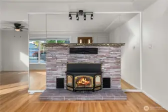 Wood burning fireplace