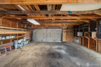 Oversized 2 car garage with storage