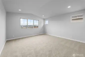 Primary suite with vaulted ceilings
