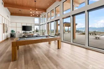 Media room and pool table at the clubhouse.