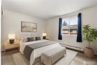 Virtually staged Master bedroom