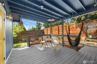 Covered deck.