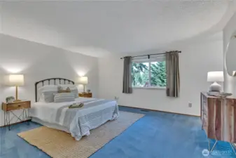Primary bedroom facing the backyard