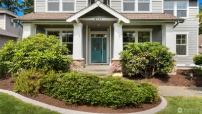 That front door isn’t just a pop of color, it’s a warm invitation. Muted turquoise sets the tone with style and charm, gently beckoning you inside to see what else this beauty has in store.