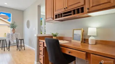 The built-in desk is one of those little luxuries that makes a big difference - perfect for managing the daily mail drop, charging devices, or keeping your favorite online recipes just a click away.