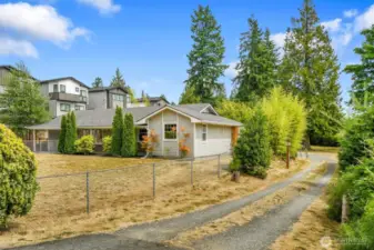 Long private secondary driveway with tons of parking.