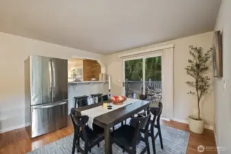 Dining area overlooking backyard