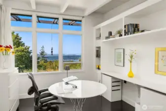 This generous office or second bedroom is equipped with a closet, offering the flexibility to function as guest accommodation space