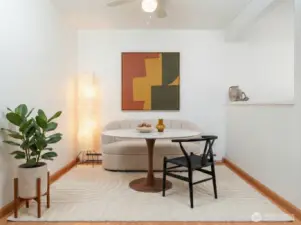 Virtually staged dining area.