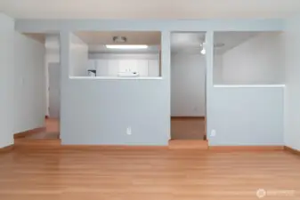 Step down into your living room.