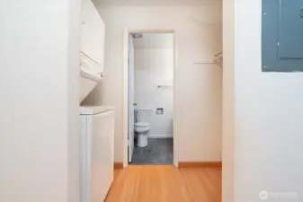 Washer and dryer in unit.