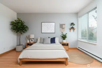 Virtually staged bedroom.