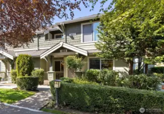 Beautiful landscaping greets you at the front.