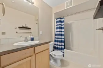 Hall bathroom is a full bath giving this unit two full bathrooms!!!