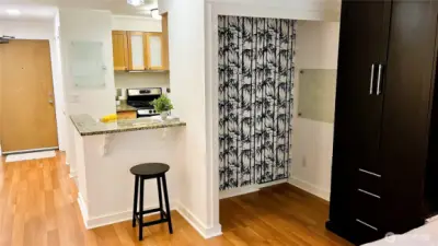 Bar area for having morning coffee, eating breakfast lunch or dinner.