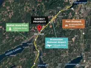 Driving times to proximate locations of interest.