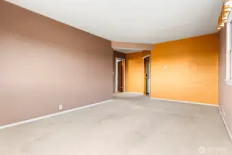 Looking to the back of the upper unit - open door on the left is the bathroom, and the other doorway leads to the kitchen and laundry area