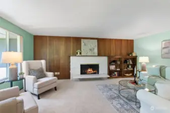 Spacious Living Room with wood burning fireplace - know that Sellers have never used it.