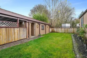 Large fenced front yard.