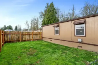 Cross-fenced backyard.