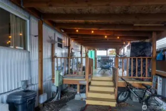 Covered deck by side door