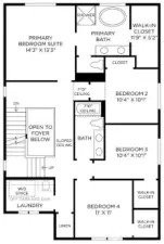 2nd Floor Layout. Floor Plan renderings used for representational purposes only. Exact measurements and interior features will vary.