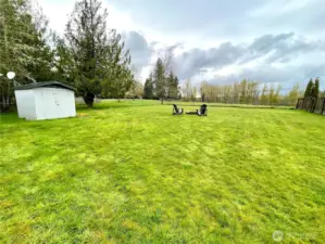Storage shed in the back yard.
