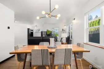 The sellers have updated all the light fixtures in the home and this one over the dining room table is such a focal point!