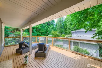 The deck is located just off the dining room