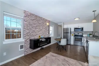 Living room looking toward kitchen