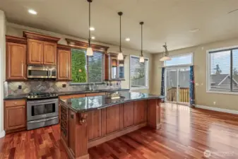 Beautiful kitchen with granite countertops, stainless steel appliances