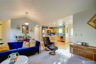 Great Room showing Kitchen, Dining and Living areas