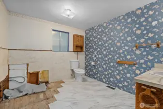 1/2 bath plumbed for shower ready to go