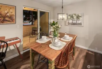 The dining area, with a new glass slider out onto the back deck.