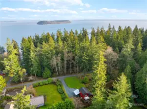 Aerial - East facing proximity to beaches.  Hat Island in the distance.