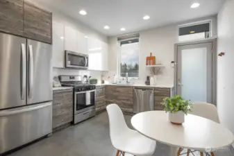 Plenty of natural light in the open-concept kitchen.