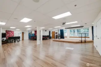 Multi-purpose room. Area for guest musicians, speakers, exercise space