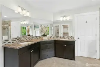Two sinks make mornings a breeze.