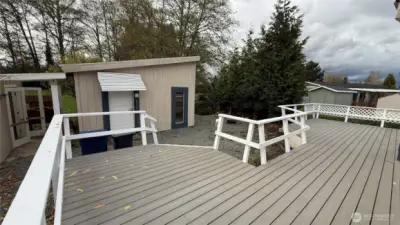 Stairs leading to workshop and greenhouse