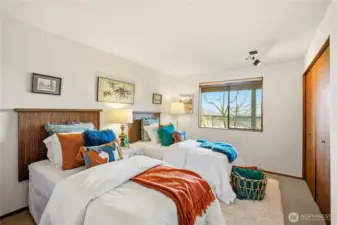 Second floor 2nd bedroom with two closets for lots of storage